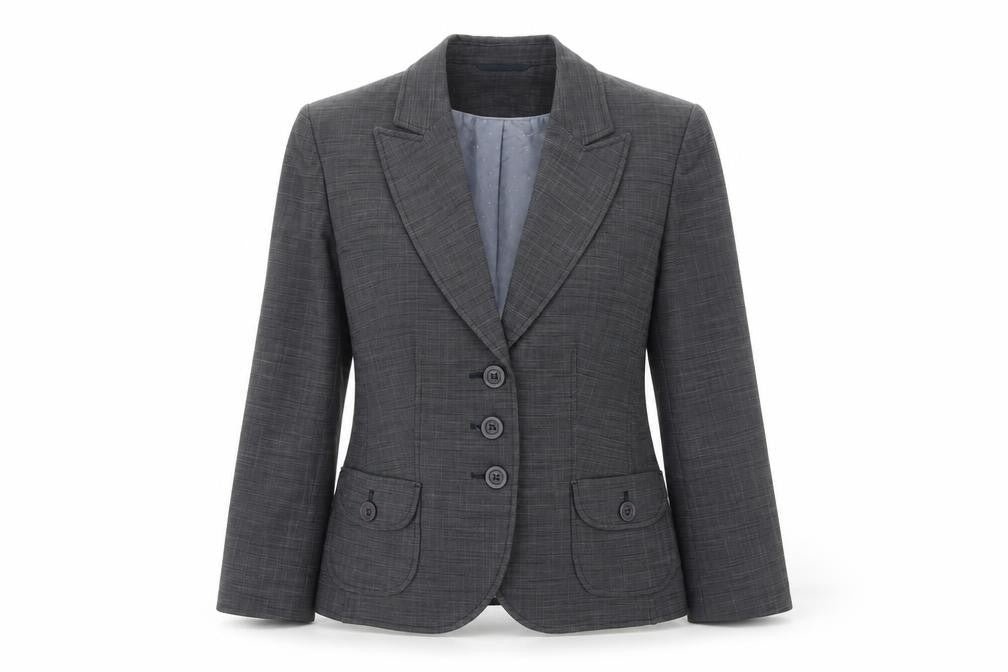 Front view of Next Women Grey, size 8, Tailored Blazer Jacket Single Breasted Workwear