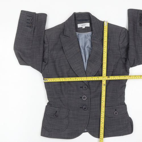 Next Women Grey Size 8 Tailored Blazer Jacket Single Breasted Workwear