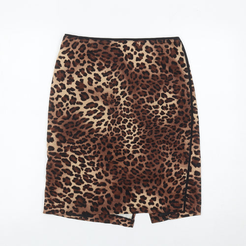 Le Chateau Womens Brown Leopard Print Pencil Skirt Size 6