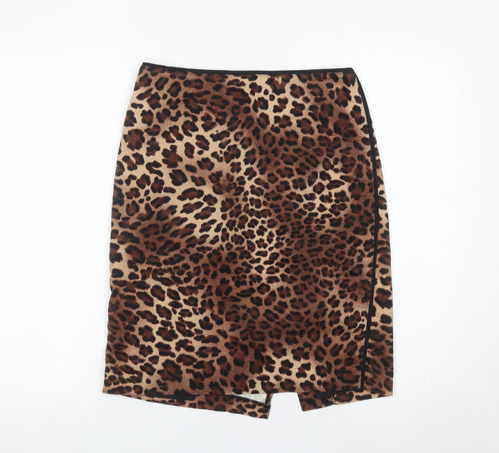 Le Chateau Womens Brown Leopard Print Pencil Skirt Size 6