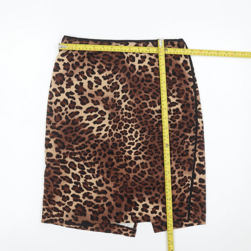 Le Chateau Womens Brown Leopard Print Pencil Skirt Size 6