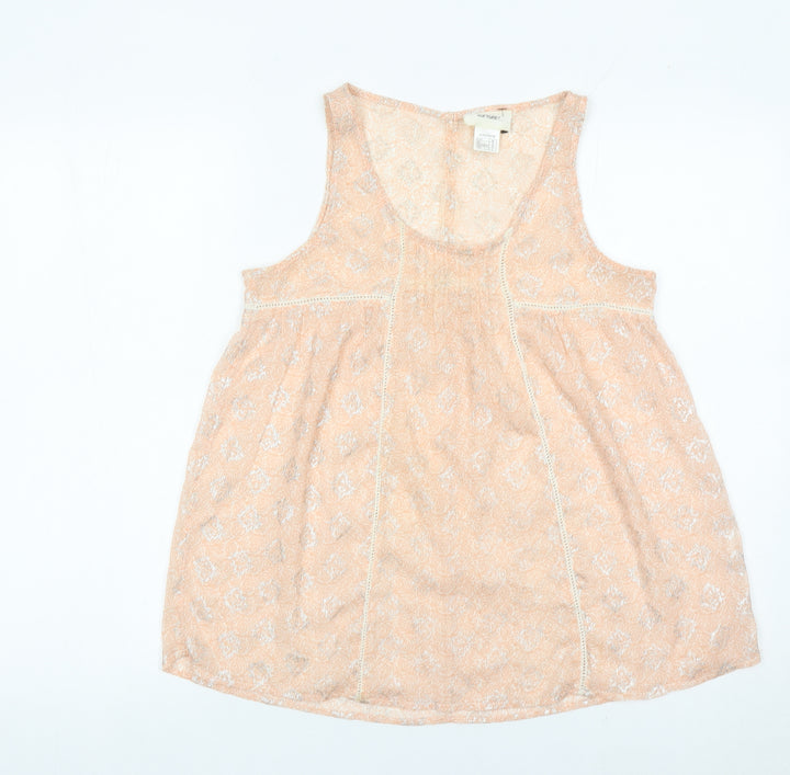Softgrey Women Peach Floral Crochet Tank Top Size 8 Summer Casual