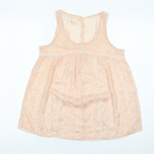 Softgrey Women Peach Floral Crochet Tank Top Size 8 Summer Casual