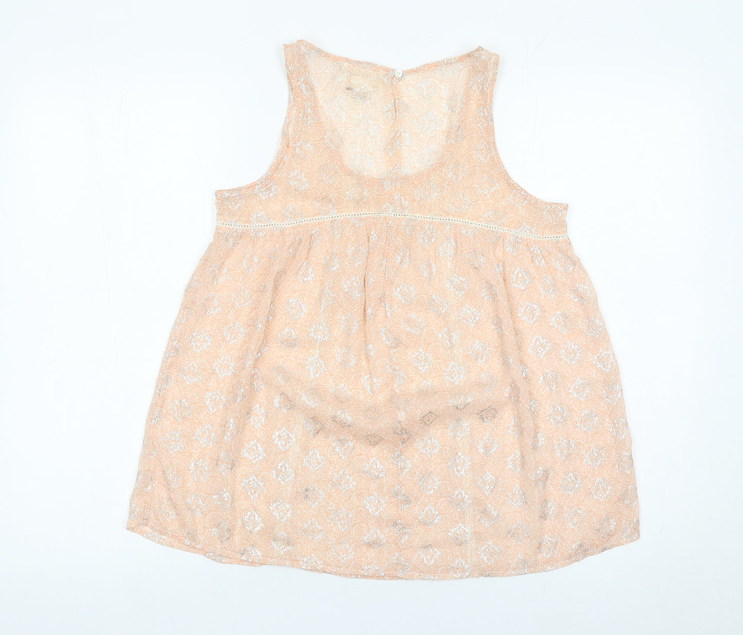 Softgrey Women Peach Floral Crochet Tank Top Size 8 Summer Casual