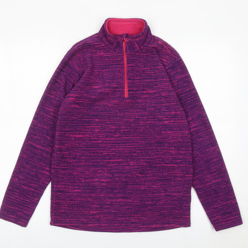 Decathlon Girls Purple Fleece Sweatshirt 14 Years 1/2 Zip Pullover