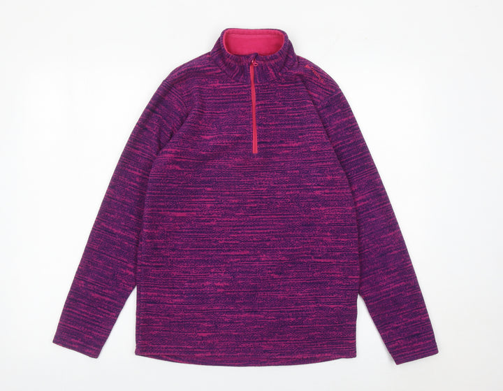 Decathlon Girls Purple Fleece Sweatshirt 14 Years 1/2 Zip Pullover