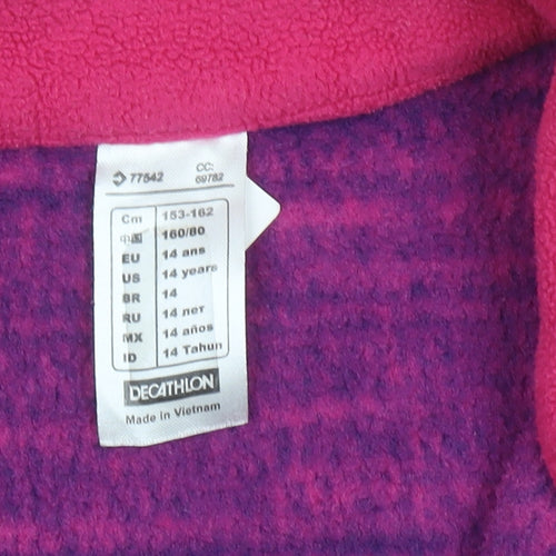 Decathlon Girls Purple Fleece Sweatshirt 14 Years 1/2 Zip Pullover
