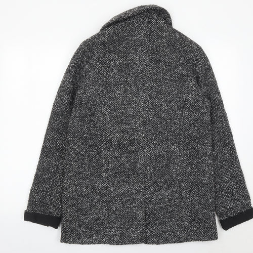 Quiz Women Grey Tweed Shawl Collar Blazer Jacket Size 10