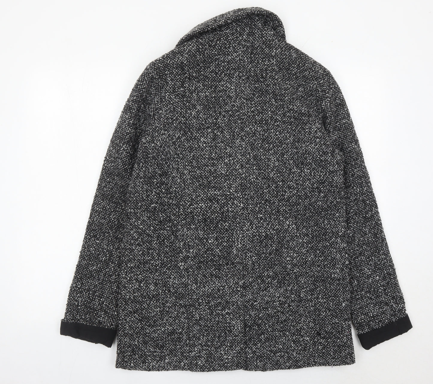 Quiz Women Grey Tweed Shawl Collar Blazer Jacket Size 10