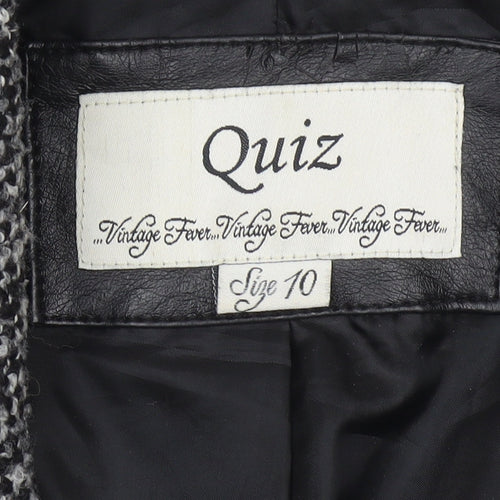 Quiz Women Grey Tweed Shawl Collar Blazer Jacket Size 10