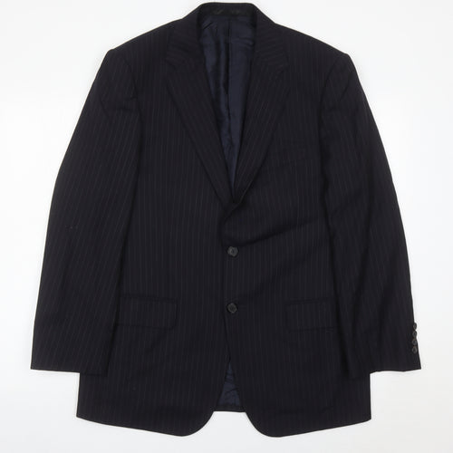 Marks and Spencer Men’s Navy Pinstripe Wool Blazer Jacket 40 M Regular Fit