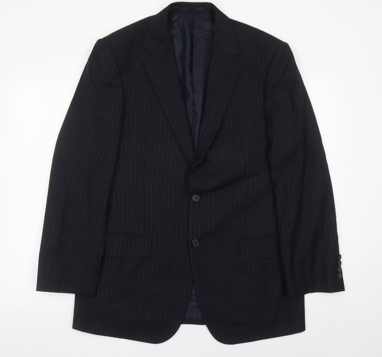 Marks and Spencer Men’s Navy Pinstripe Wool Blazer Jacket 40 M Regular Fit