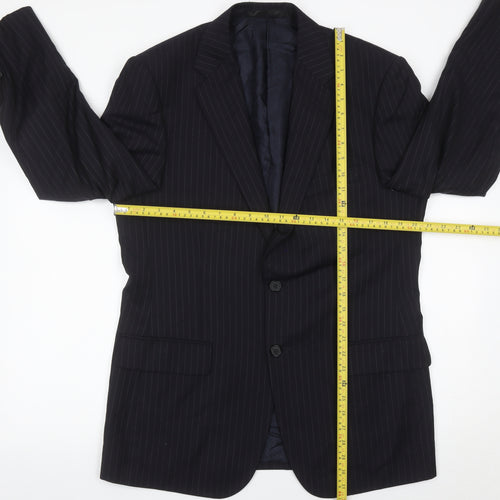 Marks and Spencer Men’s Navy Pinstripe Wool Blazer Jacket 40 M Regular Fit