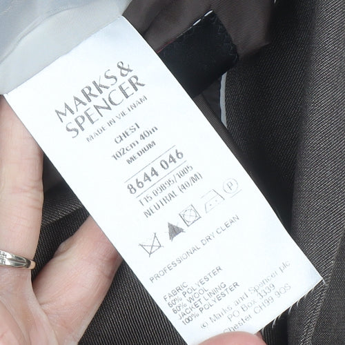 Marks and Spencer Mens Brown Wool Blend Blazer Jacket 40 Chest M
