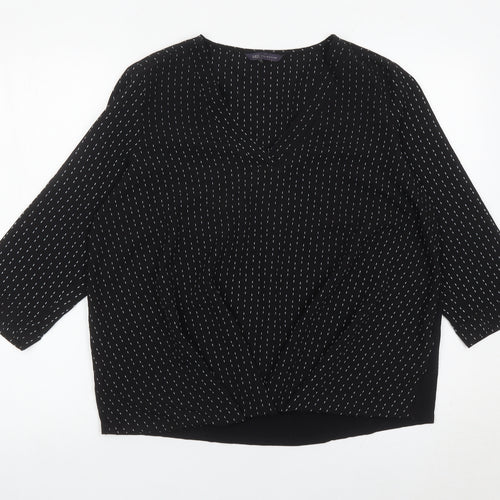 Marks and Spencer Women Black Blouse Size 14 V-Neck Tunic Top