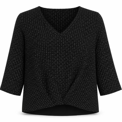 Marks and Spencer Women Black Blouse Size 14 V-Neck Tunic Top