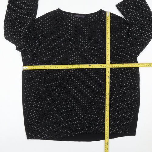 Marks and Spencer Women Black Blouse Size 14 V-Neck Tunic Top