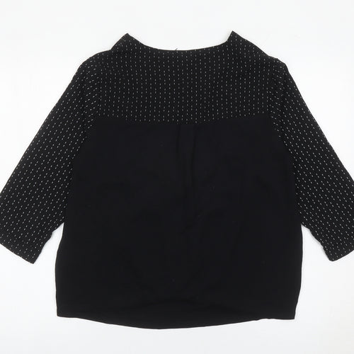 Marks and Spencer Women Black Blouse Size 14 V-Neck Tunic Top