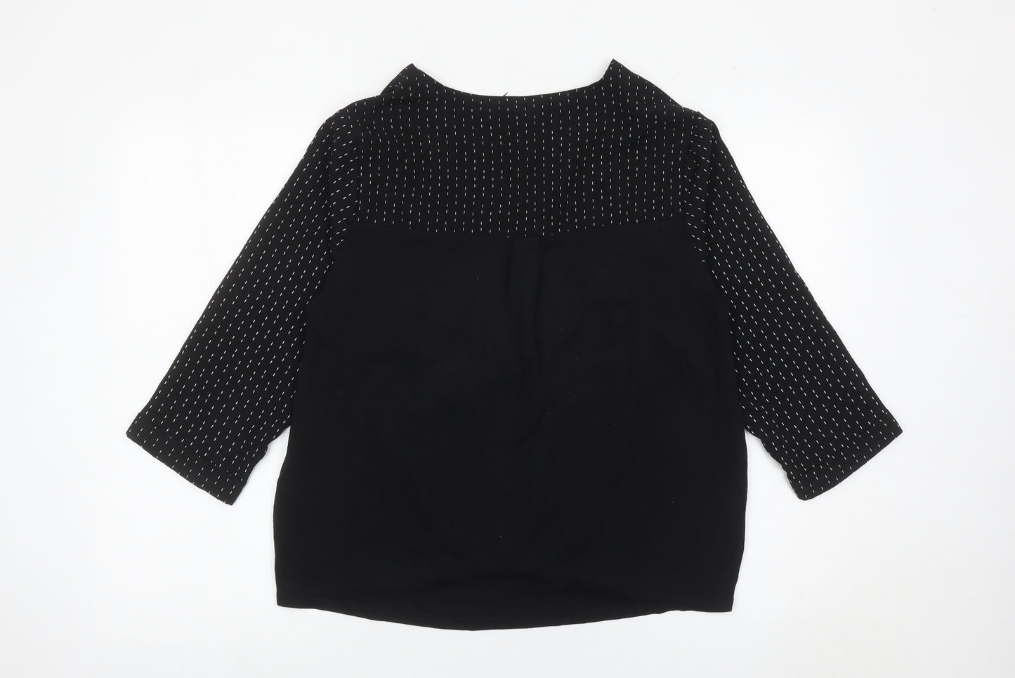 Marks and Spencer Women Black Blouse Size 14 V-Neck Tunic Top