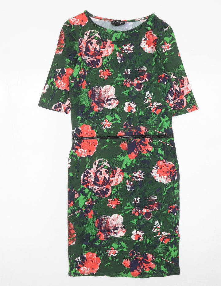 Topshop Women’s Multicoloured Floral Bodycon Dress UK 10