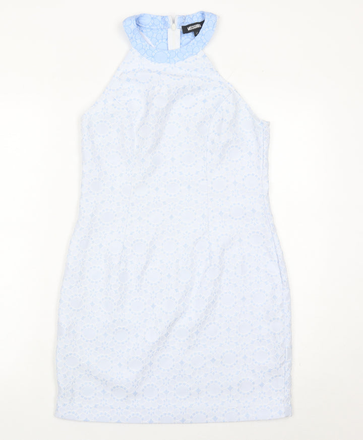 Missguided Women’s Blue Lace Halter Sheath Dress Size 10