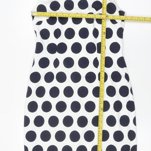 Hobbs Women White Polka Dot Sheath Dress Size 10 Sleeveless