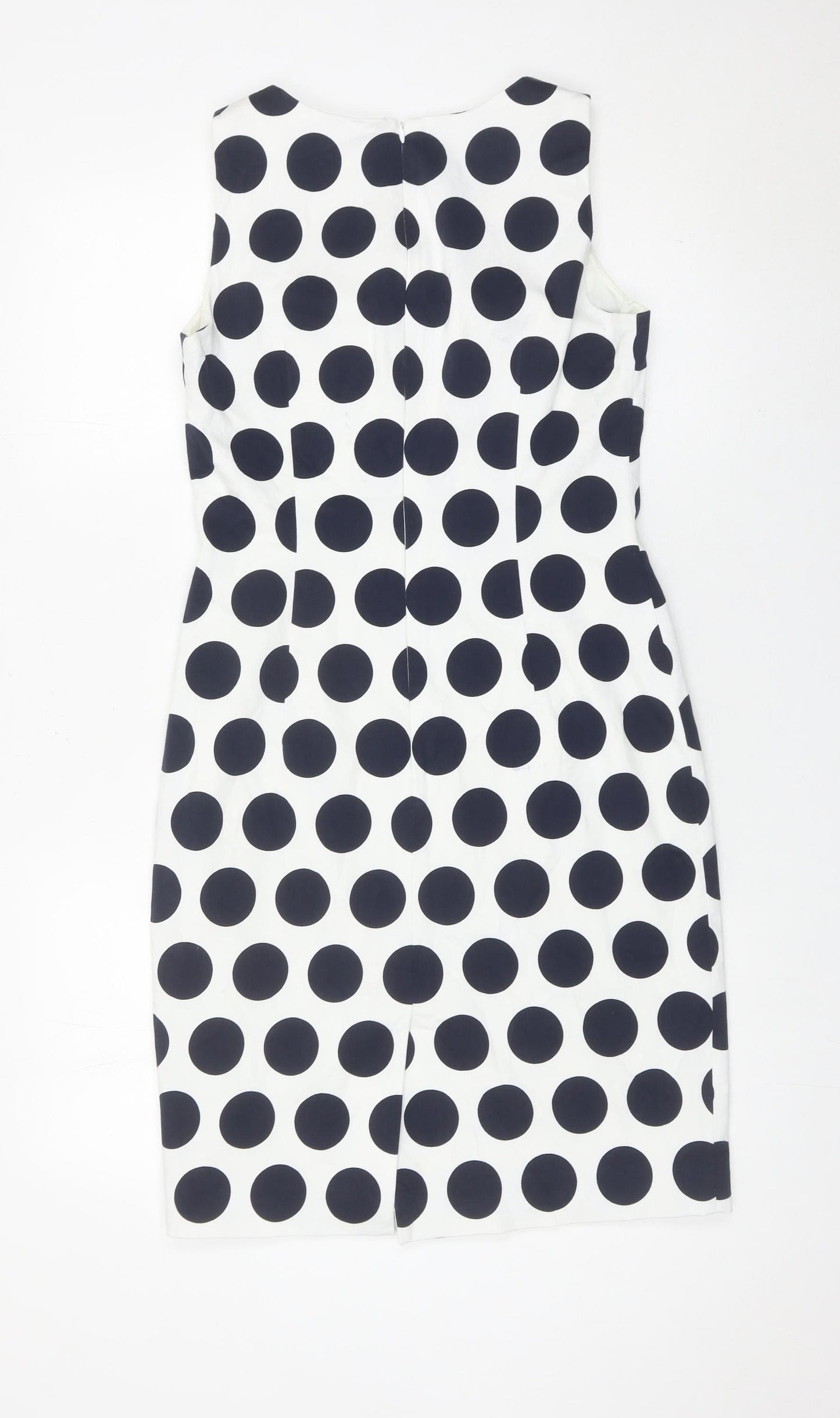 Hobbs Women White Polka Dot Sheath Dress Size 10 Sleeveless