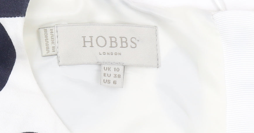 Hobbs Women White Polka Dot Sheath Dress Size 10 Sleeveless