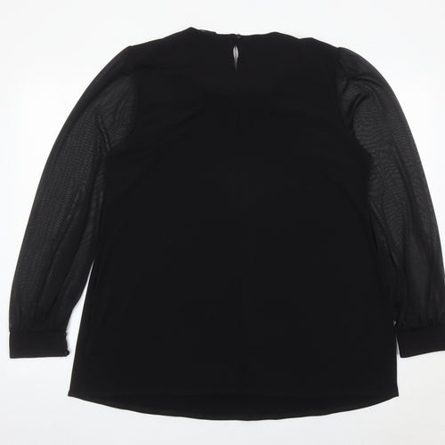 Blue Chameleon Womens Black Beaded Blouse Size 18 Long Sleeve Tunic