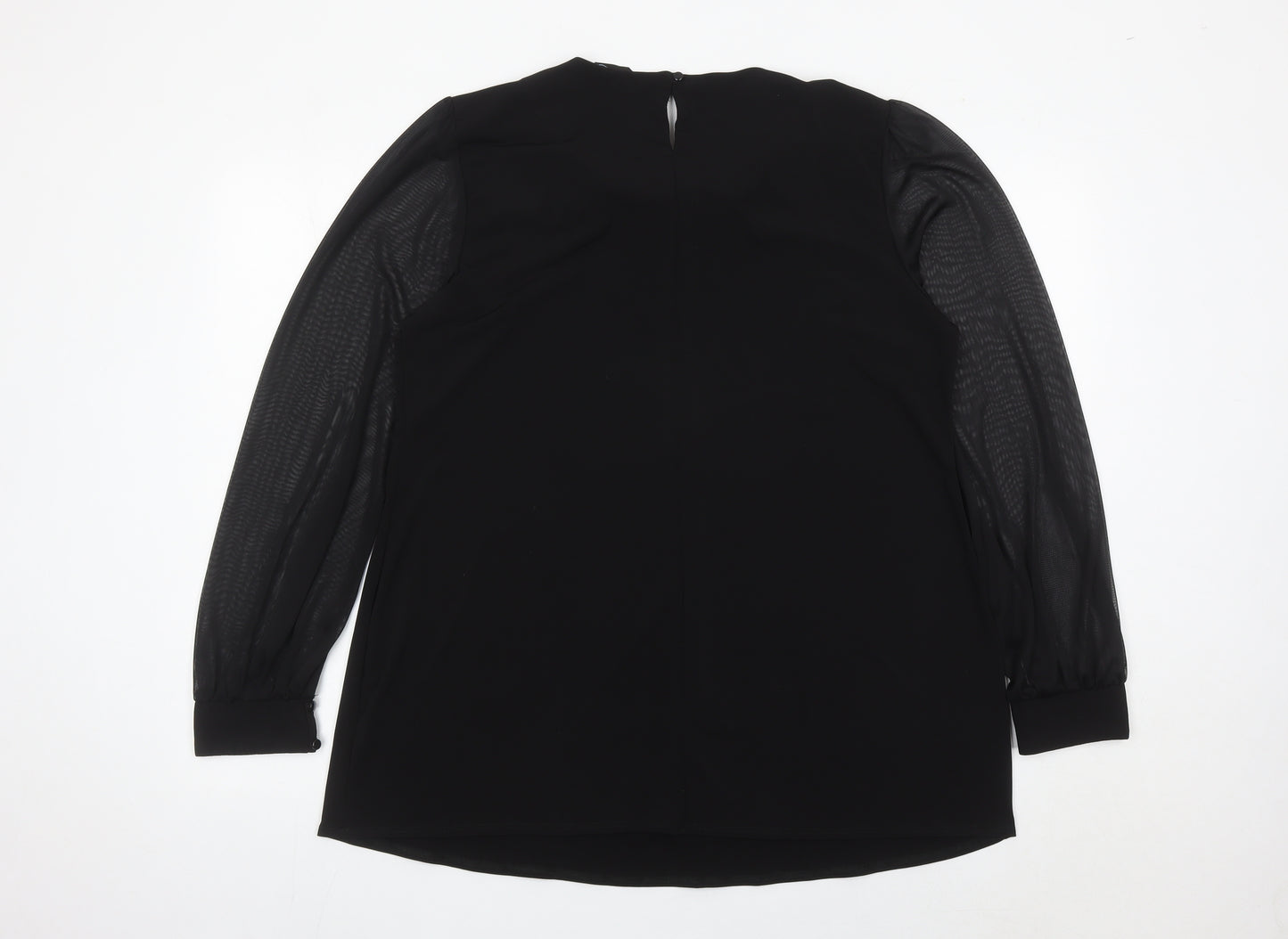 Blue Chameleon Womens Black Beaded Blouse Size 18 Long Sleeve Tunic