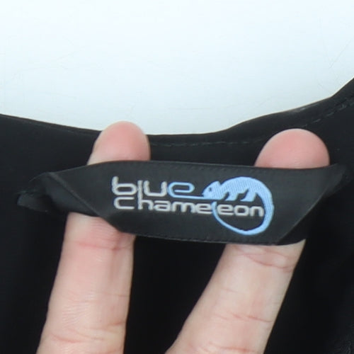 Blue Chameleon Womens Black Beaded Blouse Size 18 Long Sleeve Tunic
