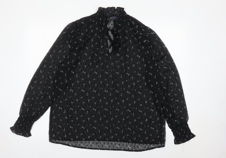 Marks and Spencer Womens Black Sheer Chiffon Blouse Size 12