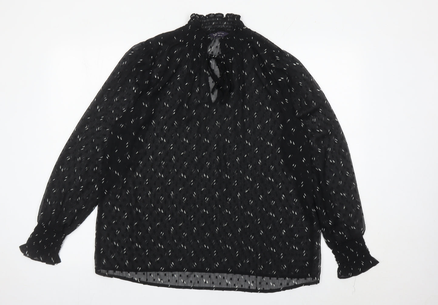 Marks and Spencer Womens Black Sheer Chiffon Blouse Size 12