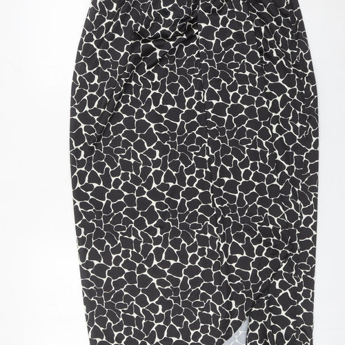 River Island Womens Black Animal Print Wrap Midi Skirt Size 14