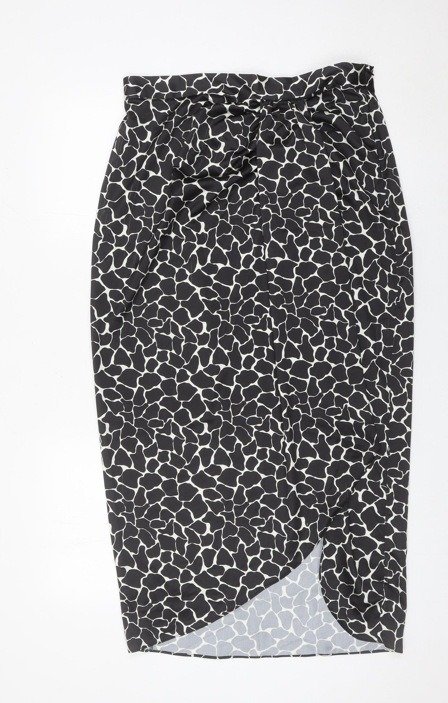 River Island Womens Black Animal Print Wrap Midi Skirt Size 14