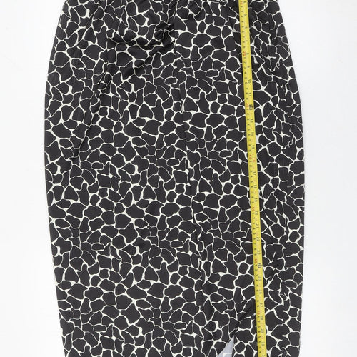 River Island Womens Black Animal Print Wrap Midi Skirt Size 14