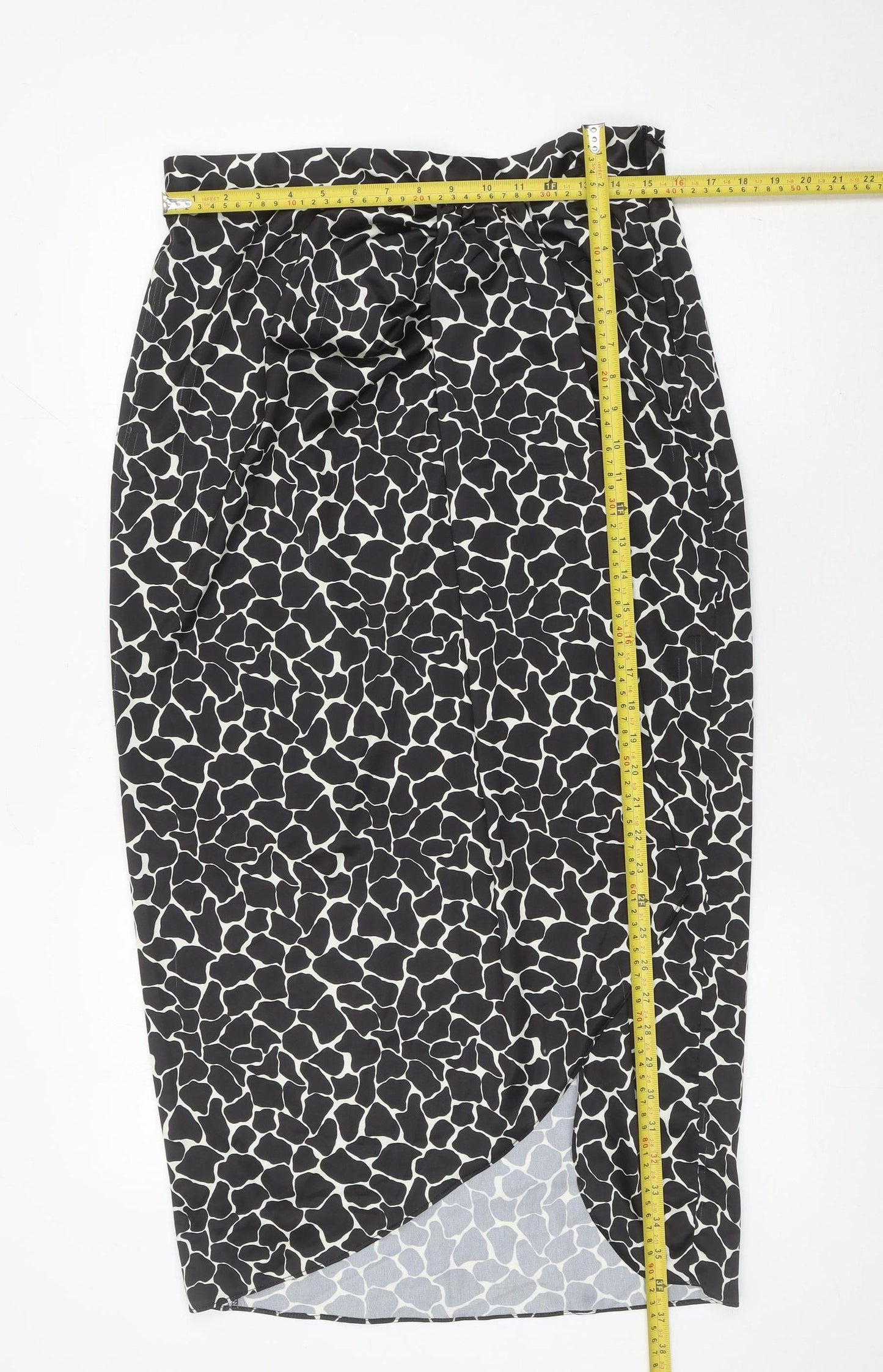 River Island Womens Black Animal Print Wrap Midi Skirt Size 14