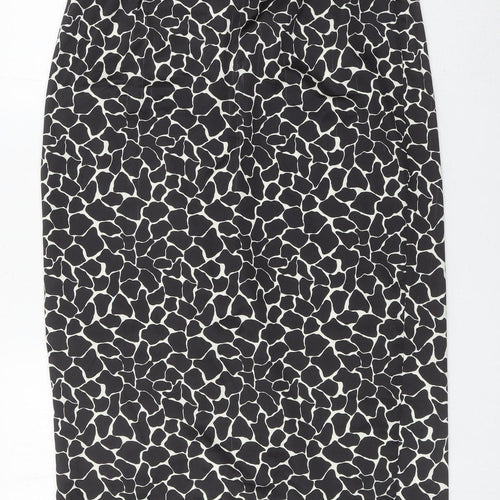 River Island Womens Black Animal Print Wrap Midi Skirt Size 14