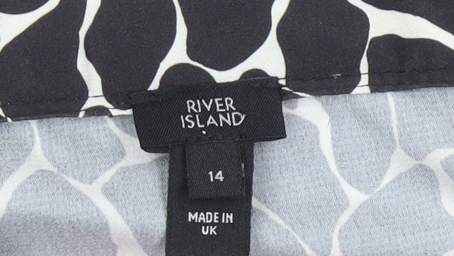 River Island Womens Black Animal Print Wrap Midi Skirt Size 14