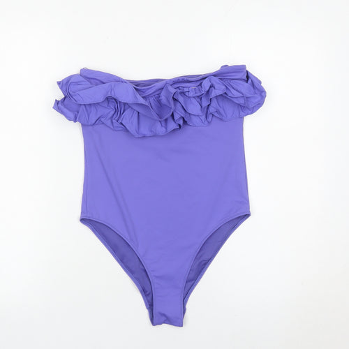 Zara Women’s Purple Strapless Ruffle One Piece Swimsuit Size S