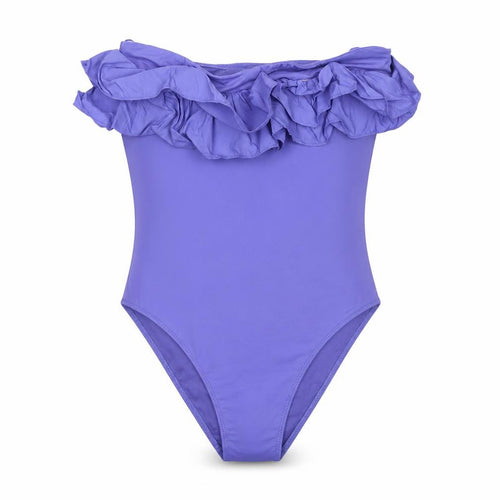 Zara Women’s Purple Strapless Ruffle One Piece Swimsuit Size S