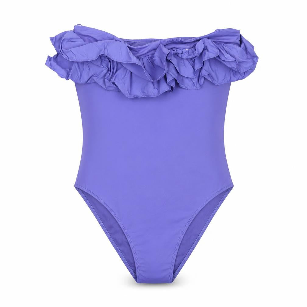 Zara Women’s Purple Strapless Ruffle One Piece Swimsuit Size S