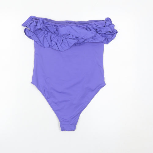 Zara Women’s Purple Strapless Ruffle One Piece Swimsuit Size S