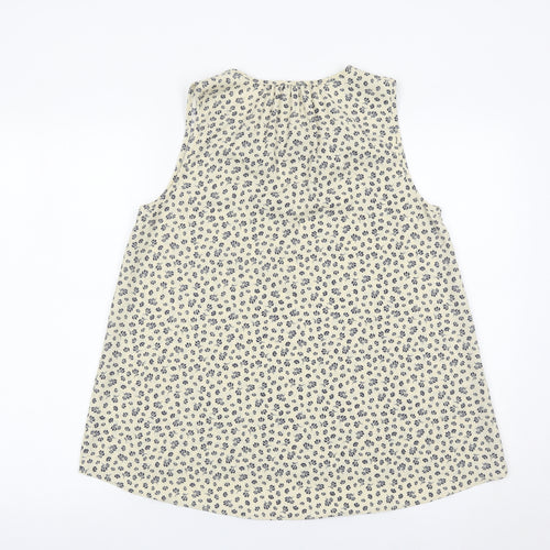 Tu Women’s Ivory Floral Sleeveless Blouse Size 8 Scoop Neck