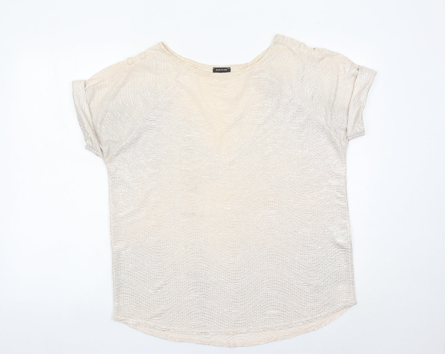 River Island Women’s Beige Size 12 Short Sleeve Basic T-Shirt