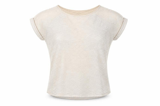 Front view of River Island Women’s Beige, size UK 12, Short Sleeve Basic T-Shirt