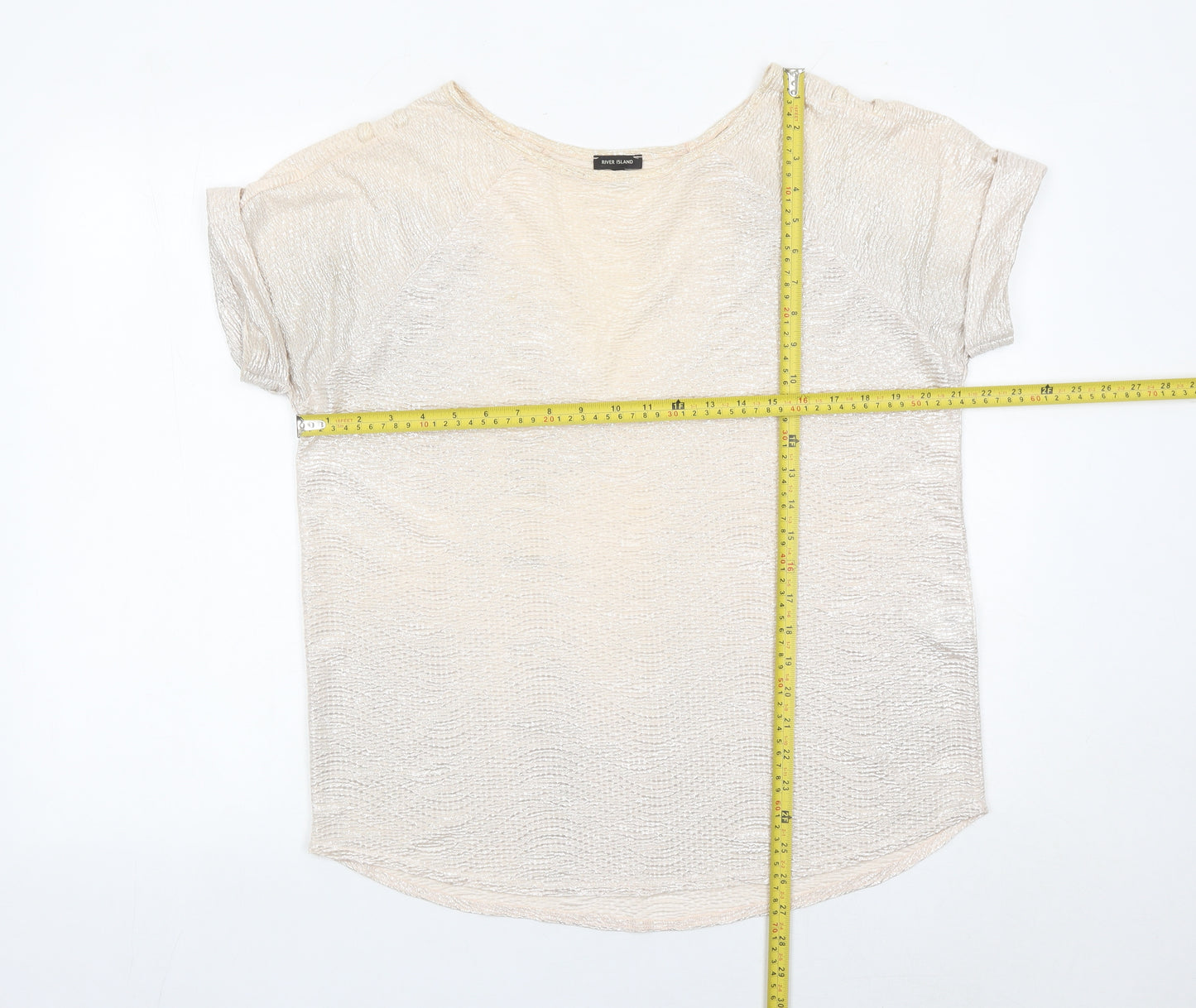 River Island Women’s Beige Size 12 Short Sleeve Basic T-Shirt