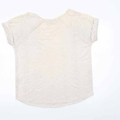 River Island Women’s Beige Size 12 Short Sleeve Basic T-Shirt