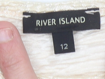 River Island Women’s Beige Size 12 Short Sleeve Basic T-Shirt