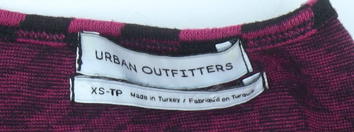 Urban Outfitters Women’s XS Pink Check Slim Fit Cropped Long Sleeve Top